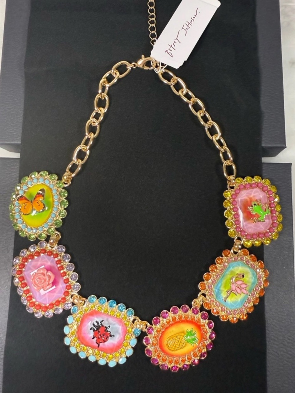 Betsey Johnson Backyard Stone Critter Bib Statement Necklace & Matching Bracelet - Picture 10 of 14